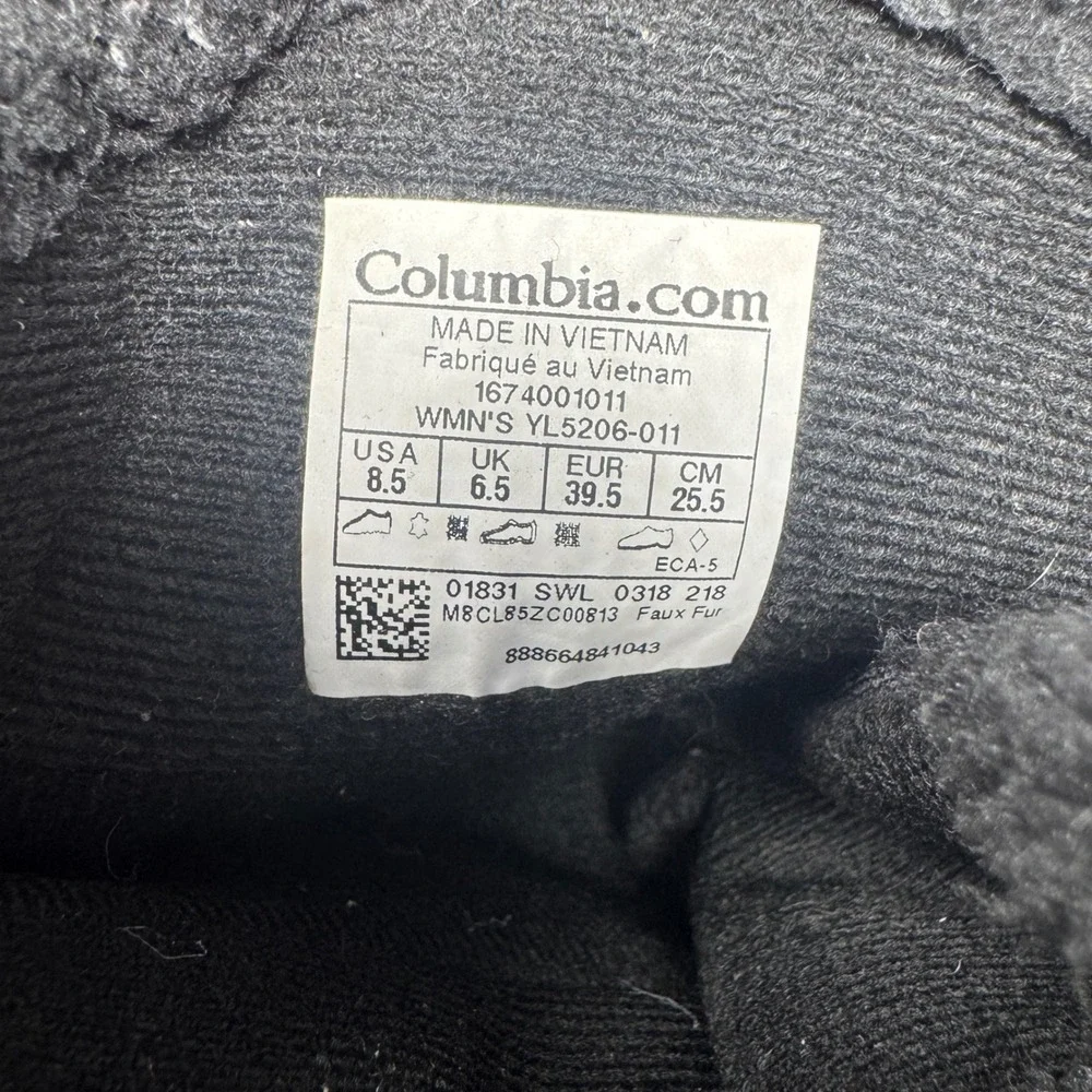 Columbia Minx Mid II Omni-Heat Black Waterproof Winter Boots Womens 8.5 YL5206